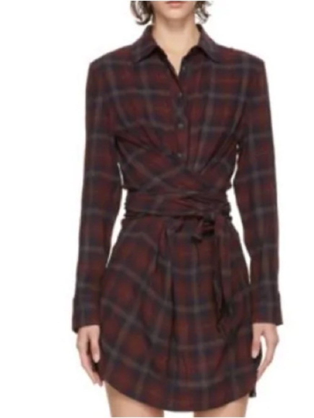 rag & bone Burgundy Plaid Wrap Shirt Dress